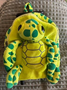 Fiesta brand Plush Turtle Backpack/in Bright Yellow & Green